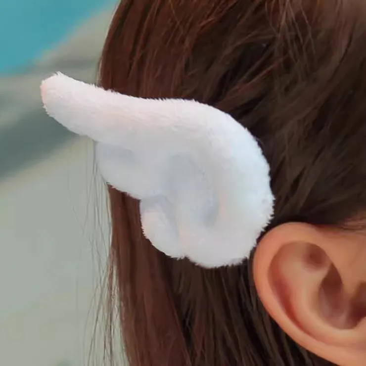 Set of 2 Adorable Angel Wing Plush Hairpin Accessories