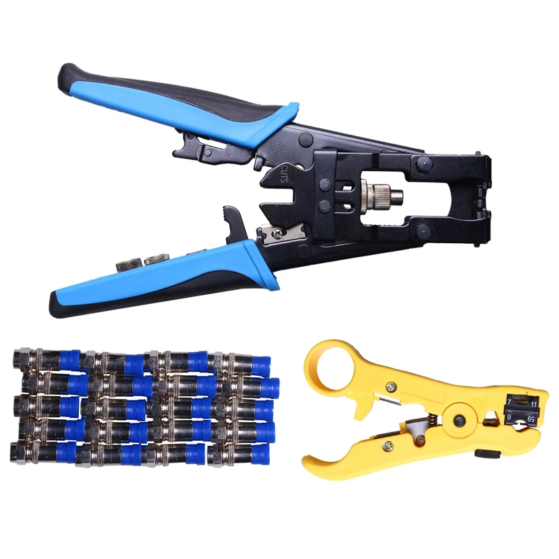 

Durable Coax Compression Crimper Tool Bnc/Rca/F Crimp Connector Rg59/58/6 Cable Wire Cutter Adjustable Crimping Plie