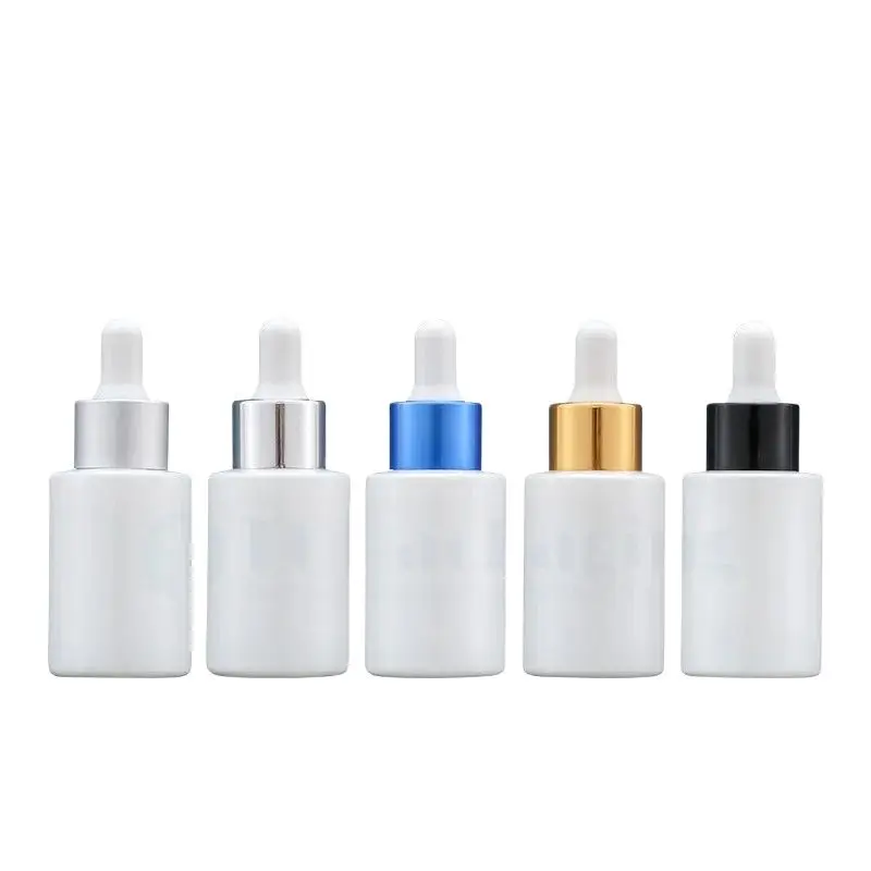 

50PCS*30ML Dropper Bottle White Glass Serum Makeup Packing Small Empty Cosmetic Container Essential Oil Refillable Liquid Sample