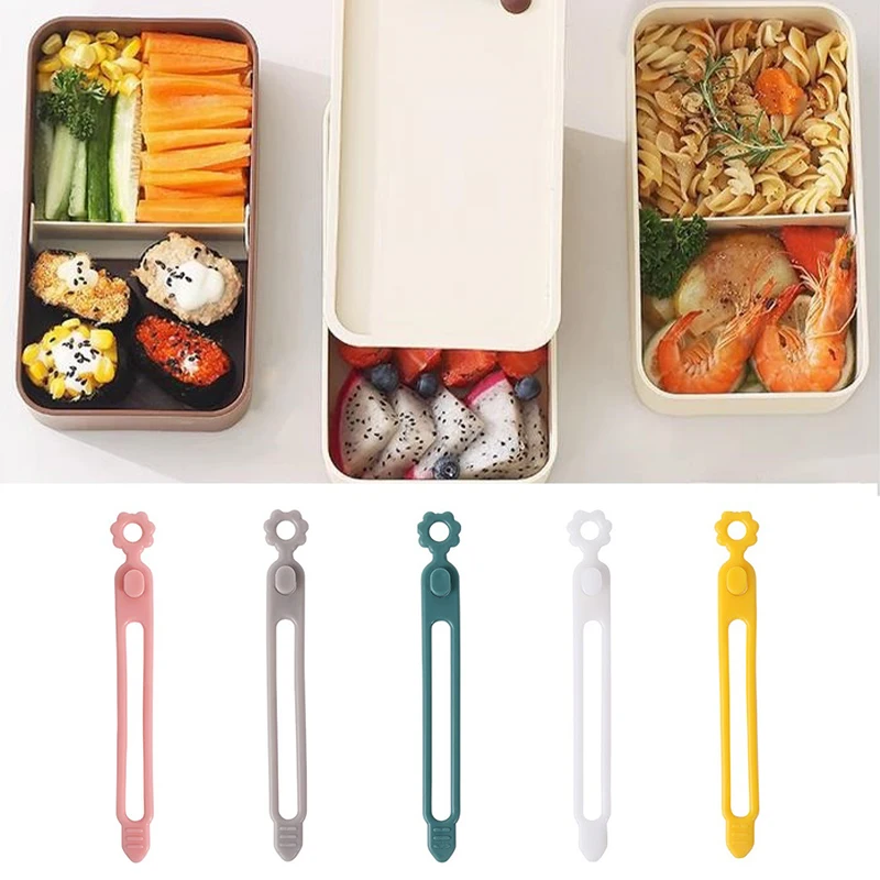 

5Pcs Multi-Purpose Silicone Rubber Strap Silicone Wrap Bands Bento Box Elastic Silicone Band Lunch Box For Home Storage Tools
