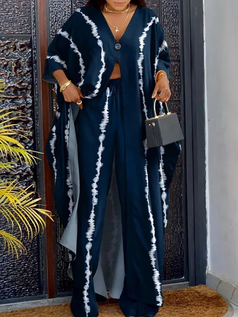 Nkechi 2 Piece Flare Sleeve Top Loose Pants - Image 2