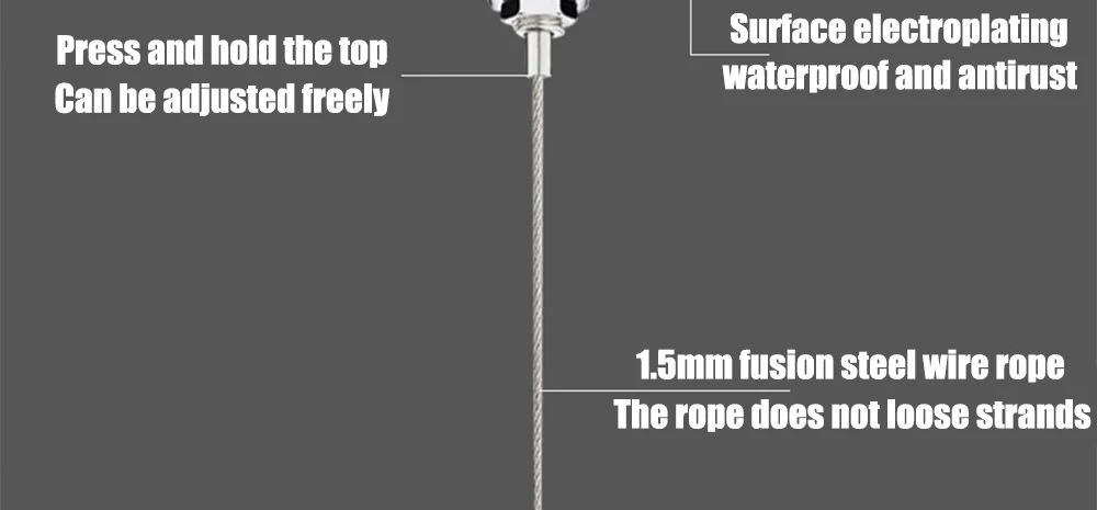 4 Stück 1,5 mm automatischer Hängecode, Edelstahl-Drahtseil, Kabel-Aufhängungsset mit Schließfach, Sicherheitsbelastung, 30 kg, verstellbar, 0,5–3 m – Detail 15