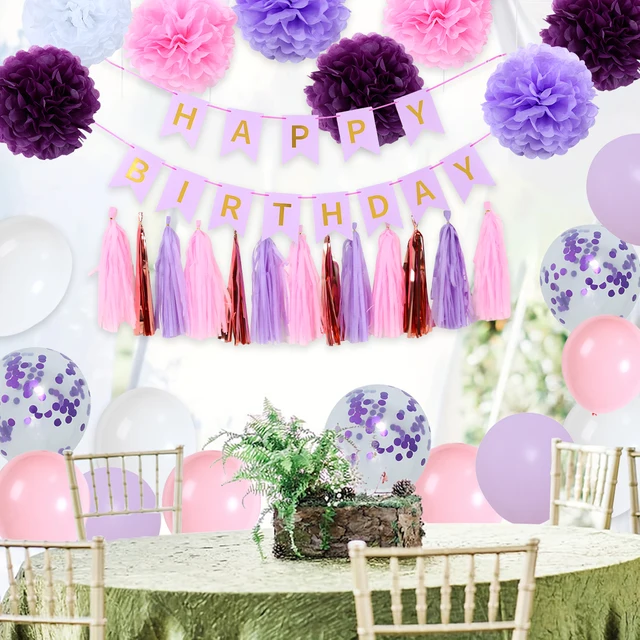 Pastel Birthday Party Decor Set – Banner, Balloons & Fringe Curtain 6