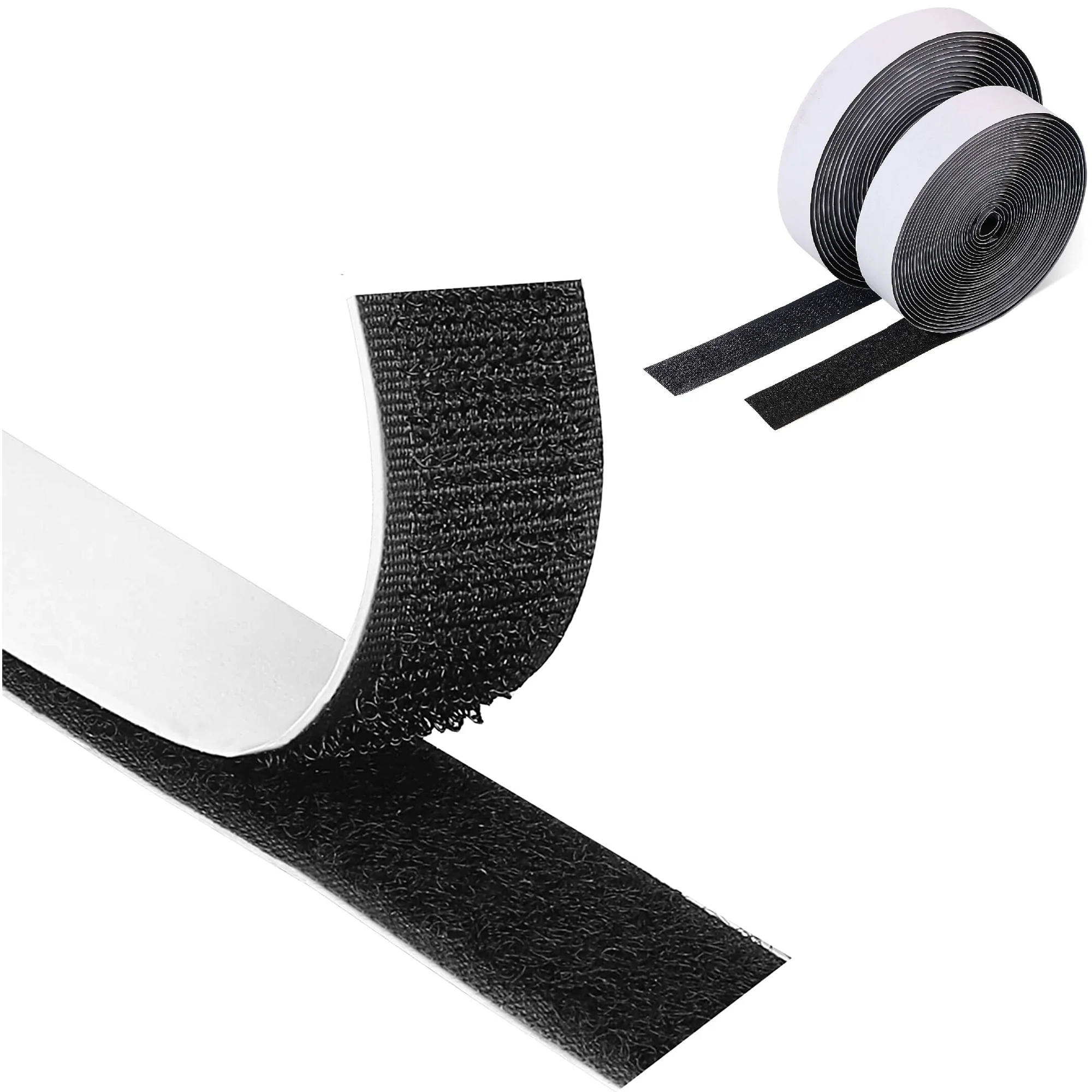 5Meter Magic Sticker Tape Self Adhesive Extra Strong Double Sided Adhesive with Sticker Pad Fluffy Hook and Loop Fastener Black