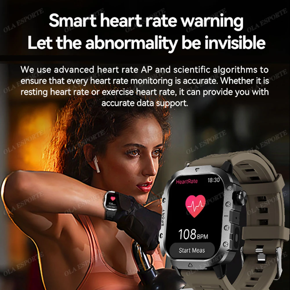 2026 New Military Outdoor Smart Watch Men's GPS Flashlight Bluetooth Call 2.01" AMOLED Screen 10ATM Waterproof Sports Smartwatch 4
