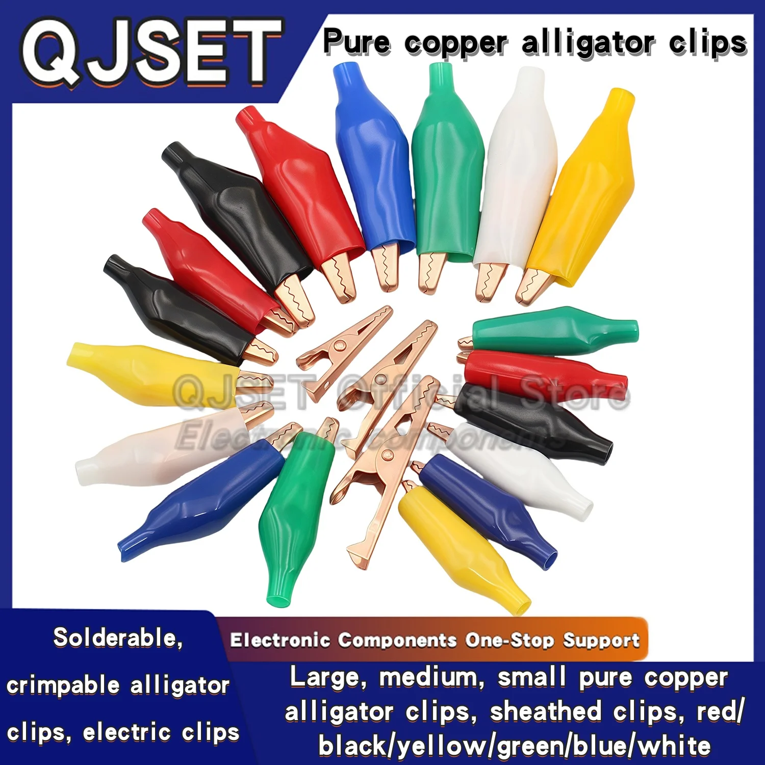 Ensemble de pinces crocodiles en cuivre pur, 28mm 35mm 45mm, pour électricien, cordon d'alimentation de soudage, pince de Test, petite, moyenne et grande gaine, rouge et noir