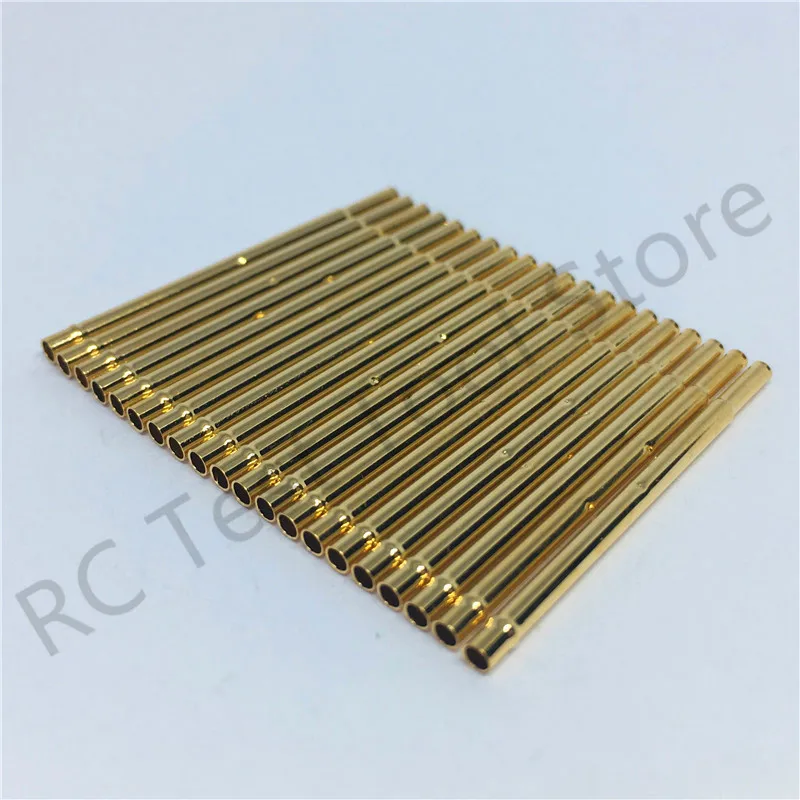 20/100PCS R100-2C Test Pin P100-B Receptacle Brass Tube Needle Sleeve Seat Crimp Connect Probe Sleeve 29.3mm Outer Dia 1.67mm