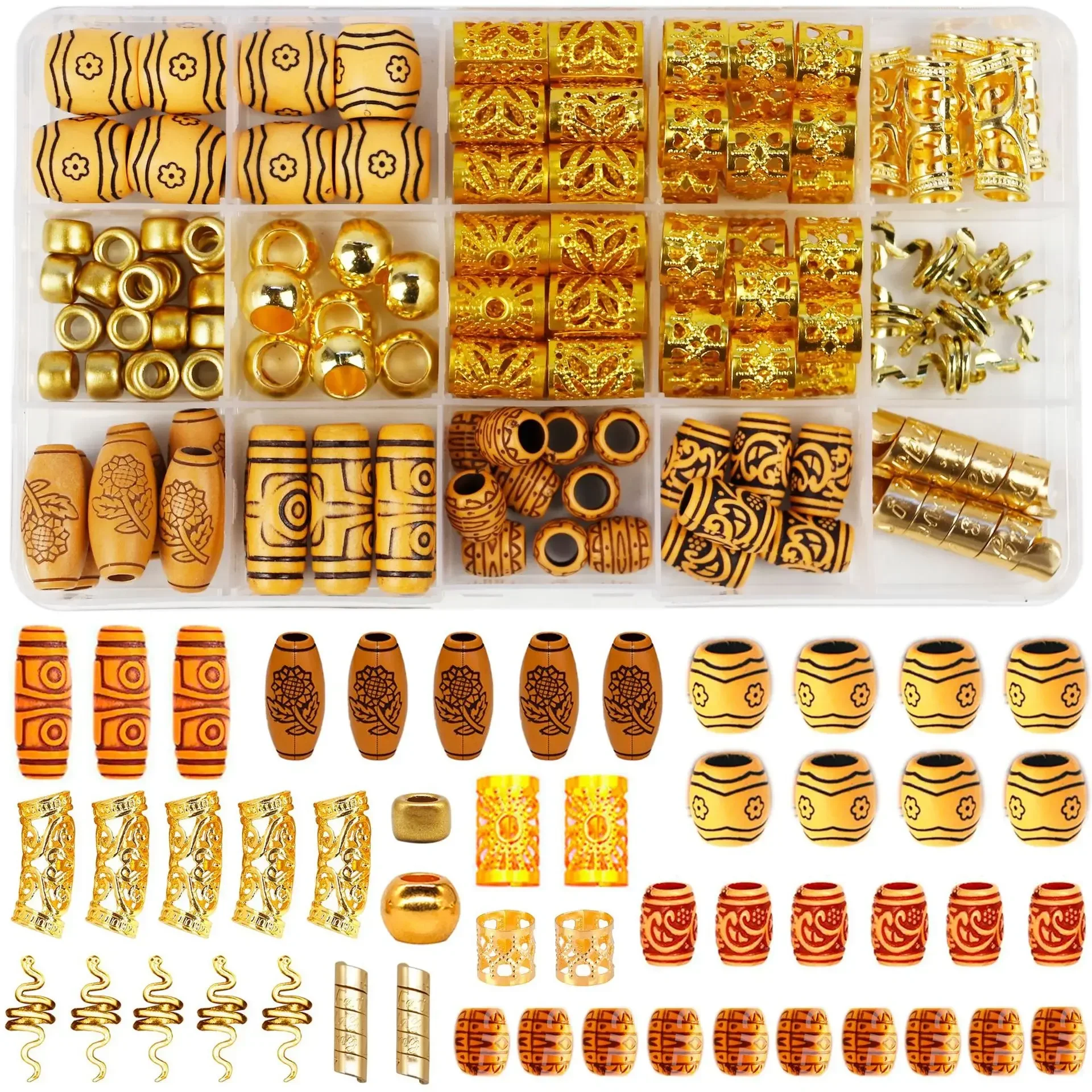 

124pcs/lot DIY Alloy Metal Dreadlock Beads Hair Accessories for Braids Braid Clip In Hair Beads Beads for Hair Braiding