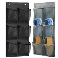 6 Grids Wall-mounted Sundries Organiser non-woven Fabric Closet Storage Mesh Bag Pocket Clear Hanging Over The Door Cloth Box 1