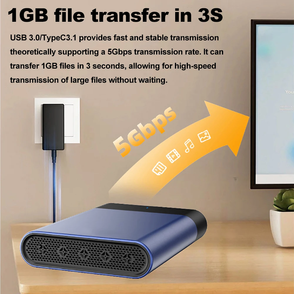 USB 3.1 HDD 외장 케이스 3.5인치 SATA SSD 외장 하드 드라이브 케이스 내장 팬 5Gbps 전송 속도 알루미늄 합금 하드 디스크 박스