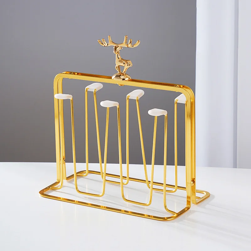 GIANXI Cup Storage Rack Nordic Reindeer Decorative Iron Cups Holders Household Water Cup Storage Drain Cup Holder 4