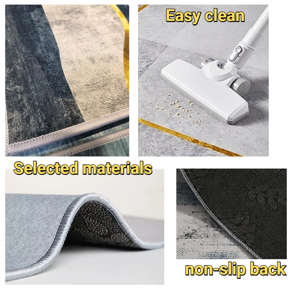 Luxury Golden Carpet for Living Room Europe and America Decoration Large Carpets Non-slip Bedroom Bedside Rug Customized Mat 5