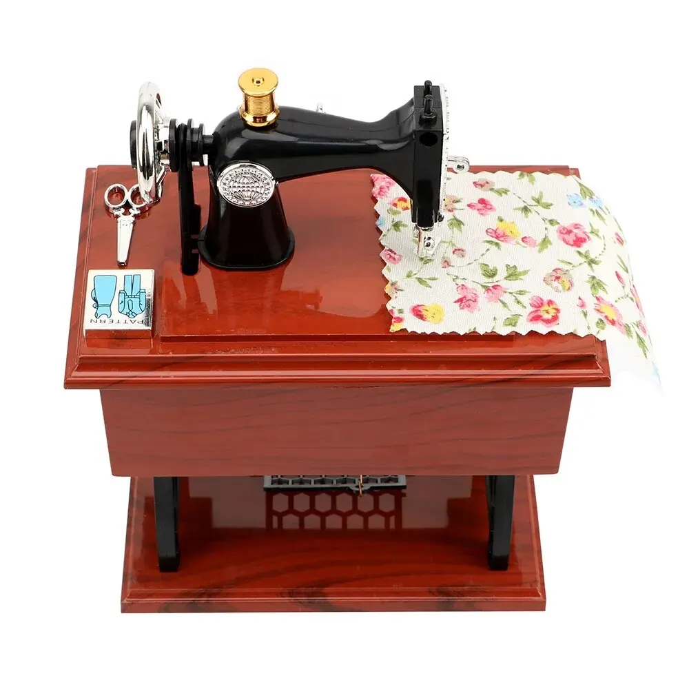 Music Box Carousel Music Box 1pc Mini Sewing Machine Style Music Box Hand Crank Vintage Music Boxes Jewelry Box Christmas New Year Birthday Gifts