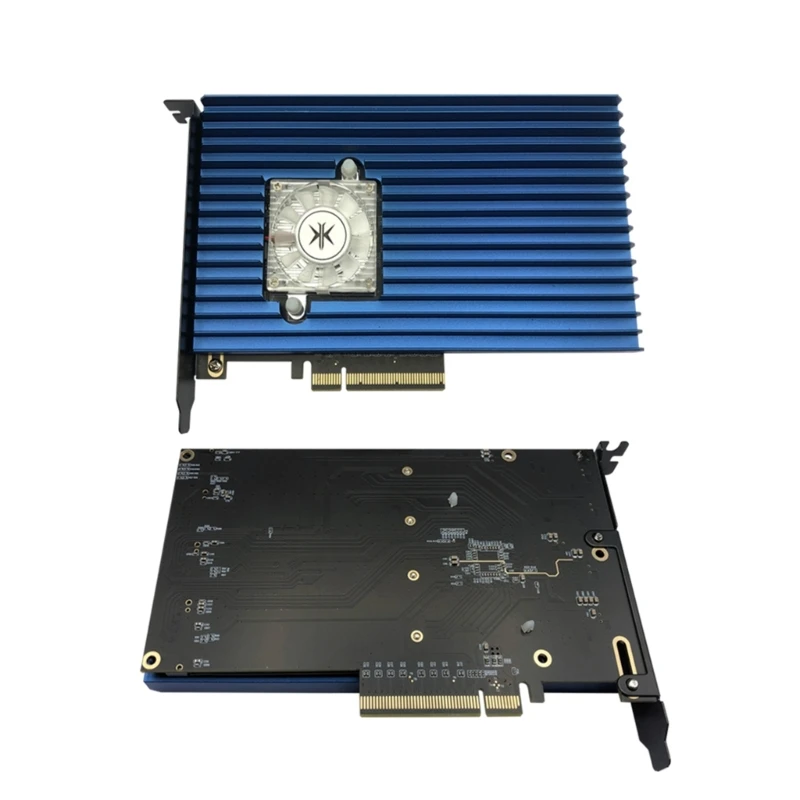 4 Slots Pcie4.0 x16 to m.2 M-Key nvme x 4 SSD Expansion Card RAID Card 64Gbps Transfer Speed 6400mbps Reader and Write