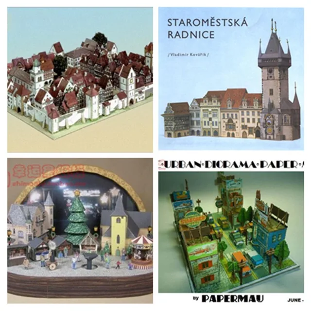 Town Scene Buildings Architecture Series 3D Paper Model DIY Handmade Toy 1