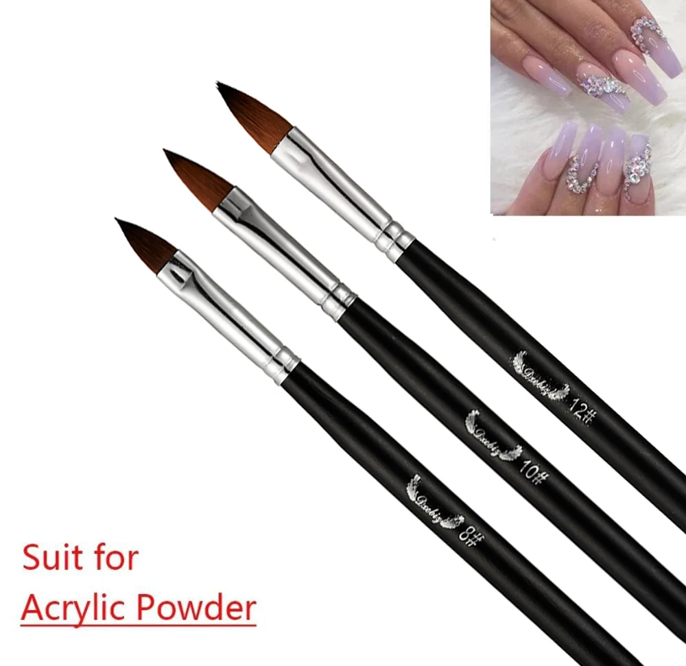 

Fine Acrylic Synthetic Brush Set Round No 8/10/12 100% Nylon Acrylic Nail Brush Acrylic Powder Hair Acrylic Nails Art Brush