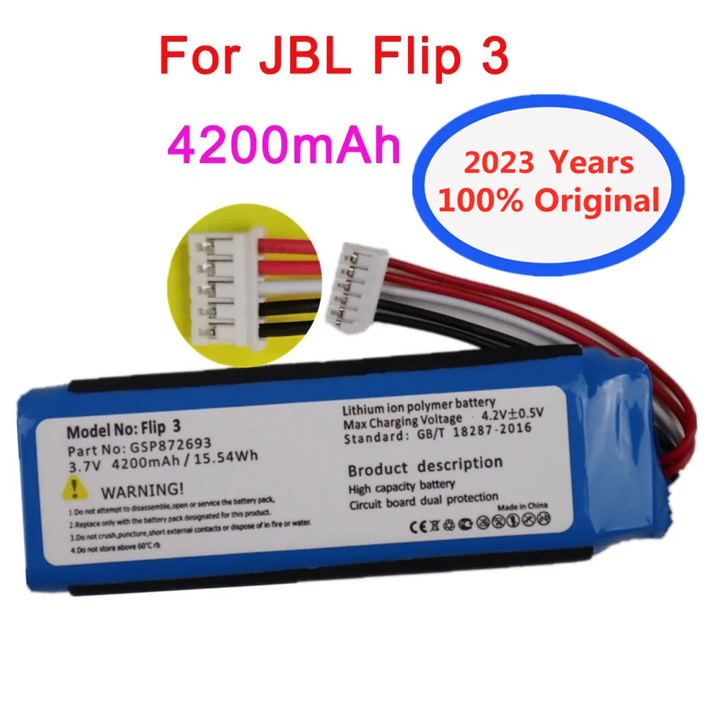 

2023 Years 4200mAh New Original Battery For JBL Flip3 Flip 3 Wireless bluetooth speaker Bateria GSP872693 P763098 03 + Tools