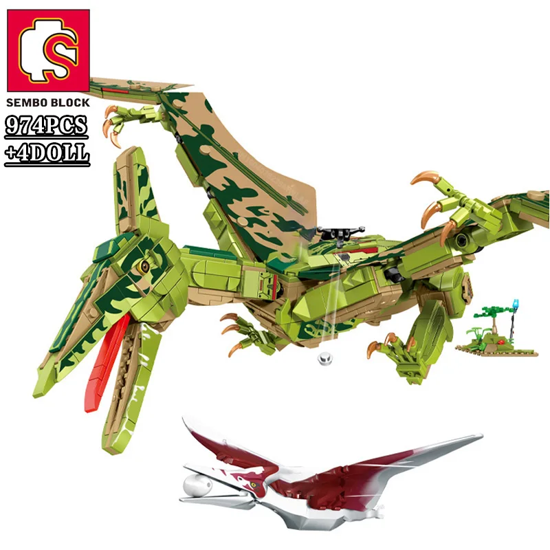 

SEMBO BLOCK 2-IN-1 Pterosaur Deformation Dinosaur Jet Building Blocks Animal Transformer Bricks Children Toys Gifts 974 PCS