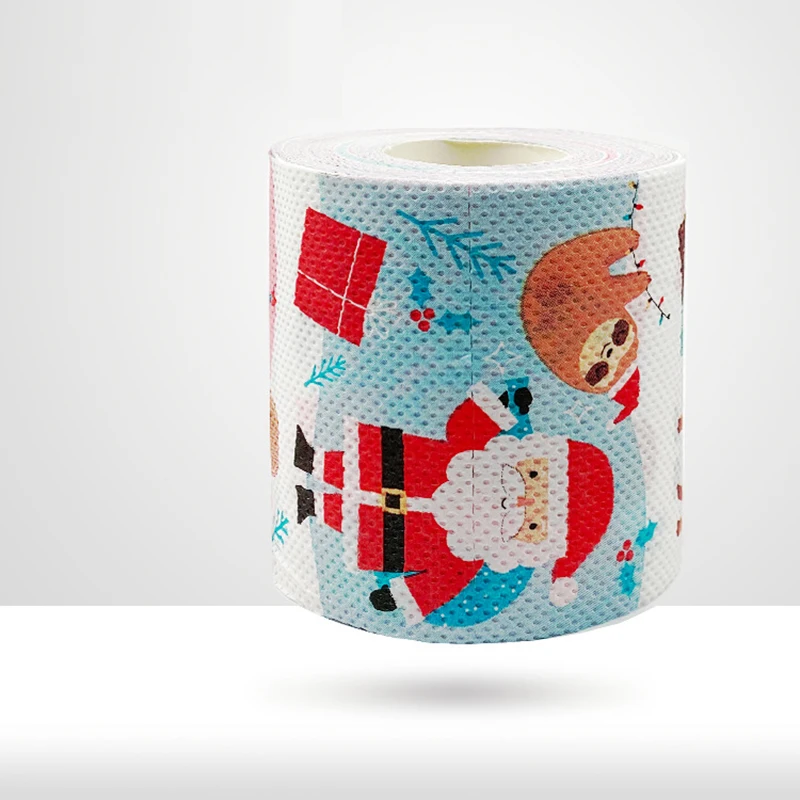 Christmas Pattern Tissue Printing Roll Toilet Paper Santa Christmas Tree Cartoon Toilet Paper Creative Napkin
