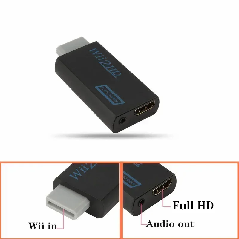 Wii to HDMI Converter Full HD 1080P Wii To HDMI-Compatible Converter Adapter 3.5mm Audio for PC HDTV Monitor Display