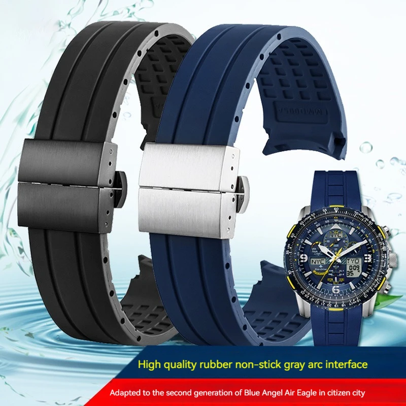 

22mm 23mm Curved end watchband For Mido M005430A M005614A Waterproof rubber watchband for Citizen blue angel silicone strap