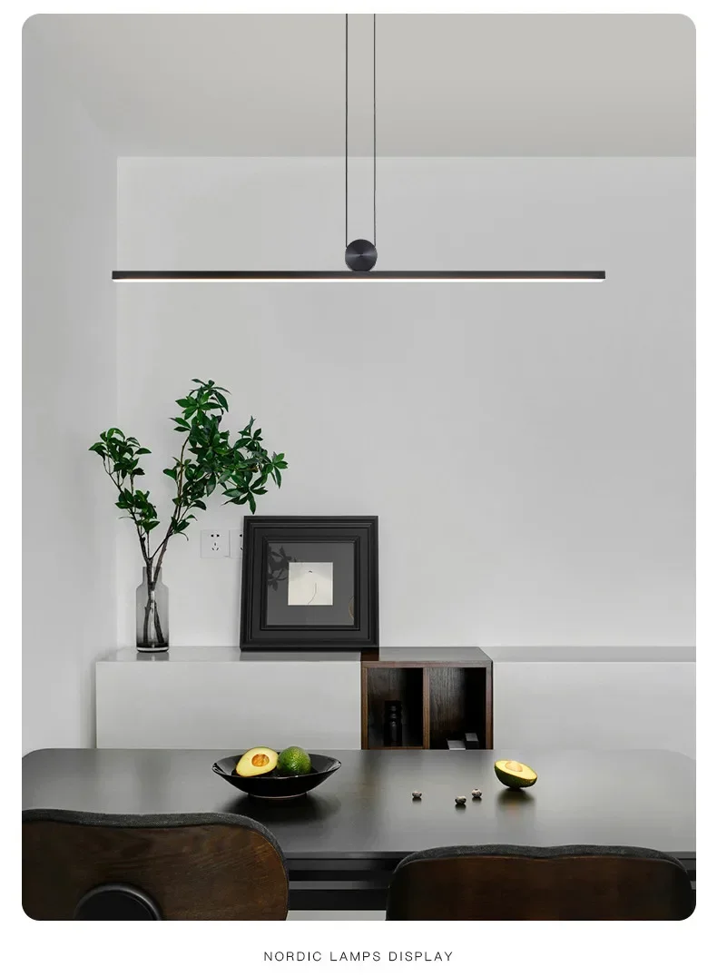 Description Picture 6 of itemNordic Strip Hanging Lamp Kitchen Island Aluminum Chandelier Modern Simple Pendant Light for Dining Room Home Decor
