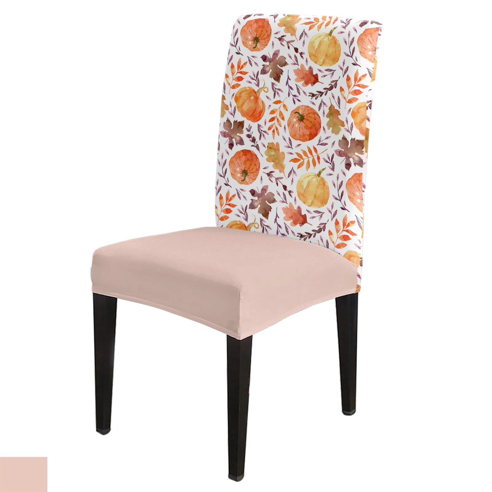 

Thanksgiving Pumpkin Maple Leaf Chair Cover for Kitchen Seat Dining Chair Covers Stretch Slipcovers for Banquet Hotel Home
