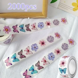 Colorful Butterfly and Flower Decorative Stickers - 500pcs/roll, 1 - Inch, 8 Unique Designs (4rolls(2000pcs))