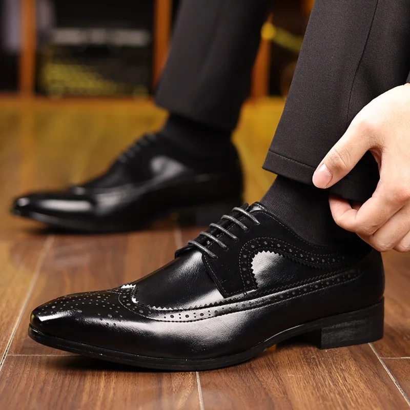 Men's Dress Shoes Classic Business Leather Shoe Lace Up Oxford Shoes Luxury Wedding for Men Casual Formal Loafers Big Size