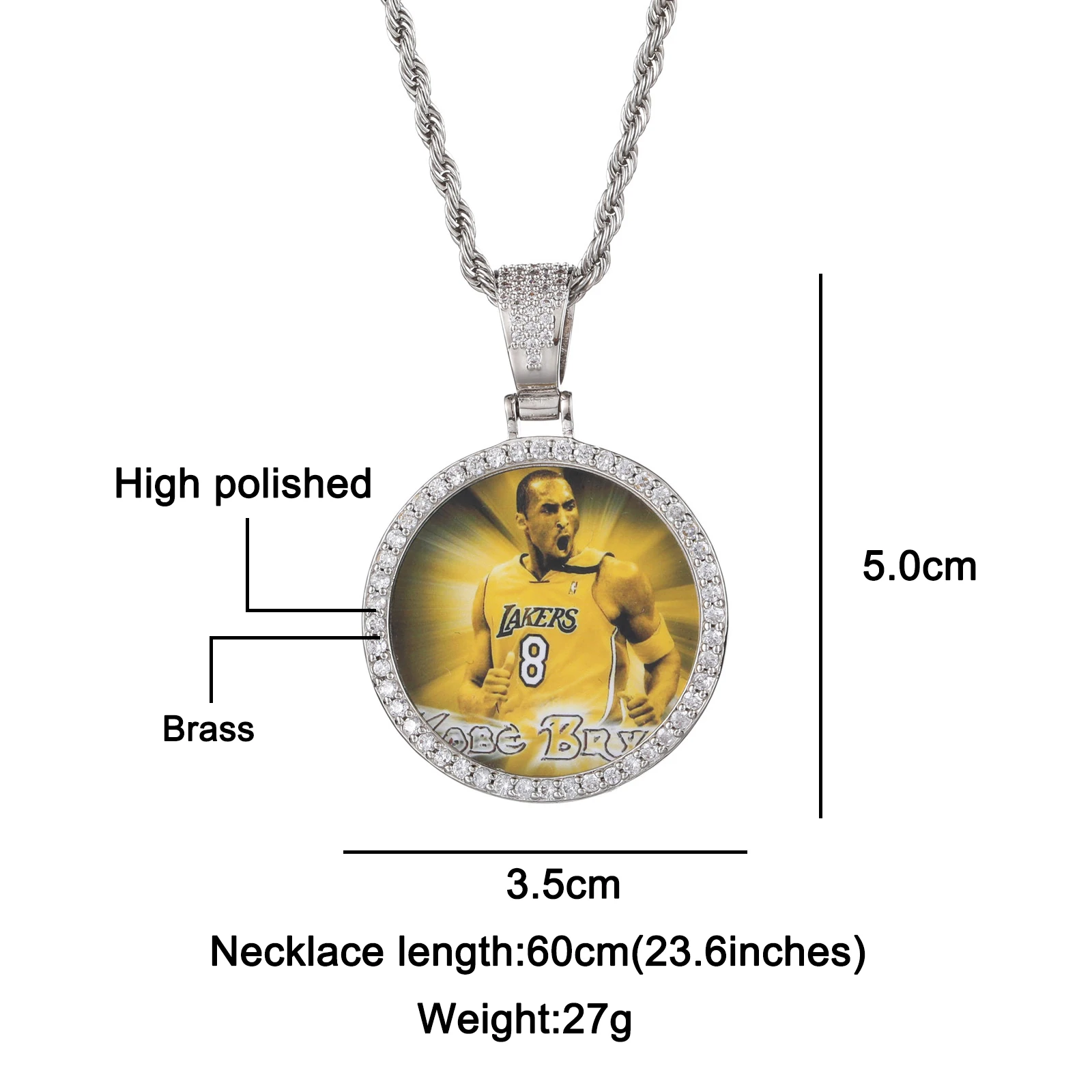 US7 Custom Photo Memory Medallions Solid Pendant Necklace With Tennis Chain Hip Hop Jewelry Personalized Cubic Zircon Chain Gift