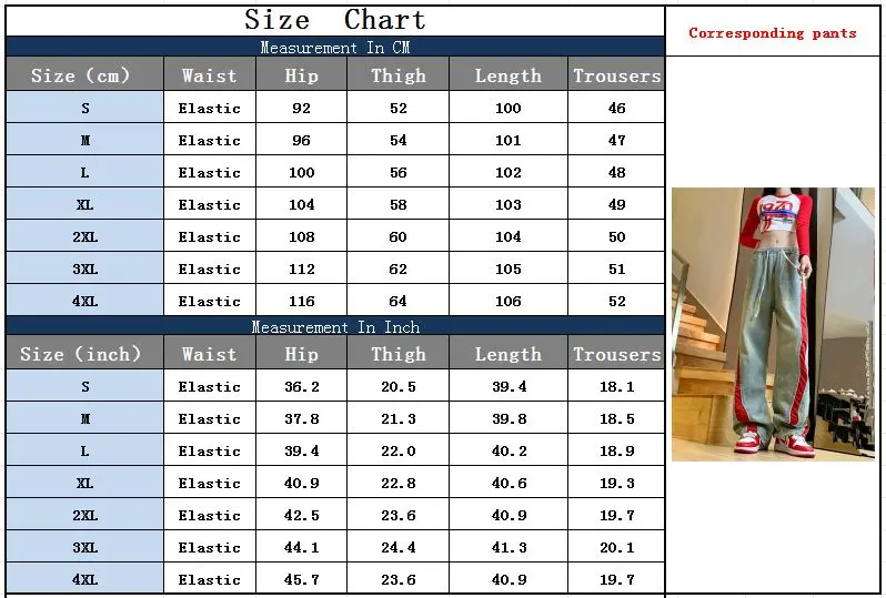 Red Patchwork Drawstring Jeans Pants - Image 2