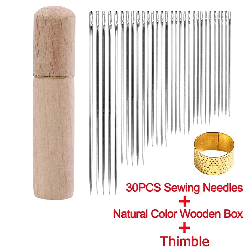 30pcs needle-free household clothing for the elderly hand-stitched clothes stainless steel needle belt needle bucket storage