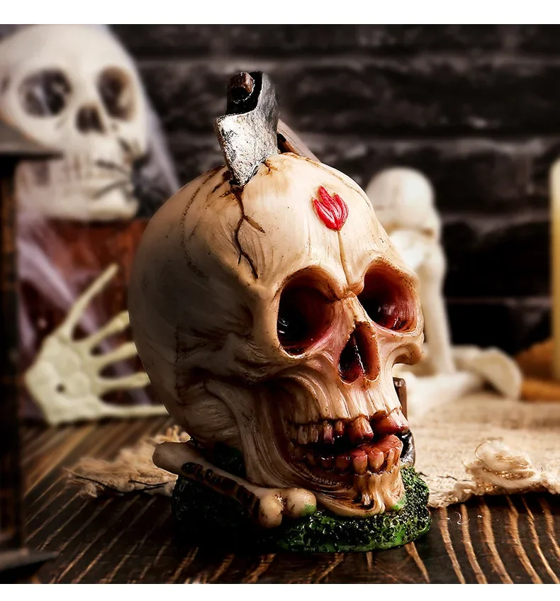 Miniature Skeleton Statue Head Statue Realistic Miniature Skull Heads Collectible Figurines Fake Skeletons Realistic Miniature