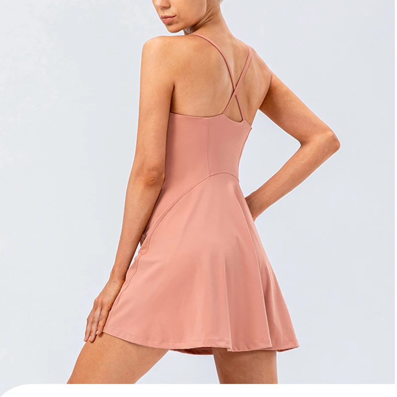 Volleyball skirt Tennis Skirt Yoga Suspender Female Summer Light Breathable Outdoor Sports Dress With Cushion A-Line Skirt