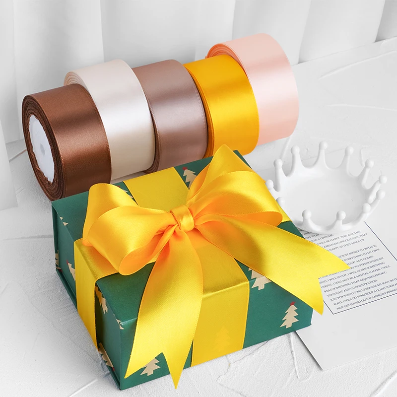 Satin Ribbon 25Yards 6/10/15/20/25/40/50mm Gift Packing Christmas Party Decoration Handmade DIY