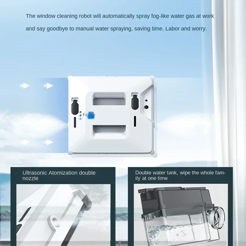 Robot Window Cleaner With Sprayer Home Appliance Smart Remote Controls Square High Suction For Window Wall Washing Water Spray 6