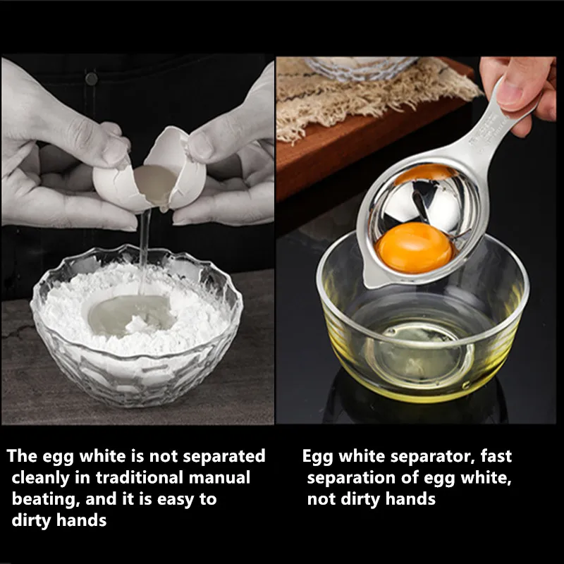 Stainless Steel Egg White Yolk Separator Tool Baking Accessories Kitchen Tool Egg Divider Baking Cooking Hand Gadget eggshell separator egg separator