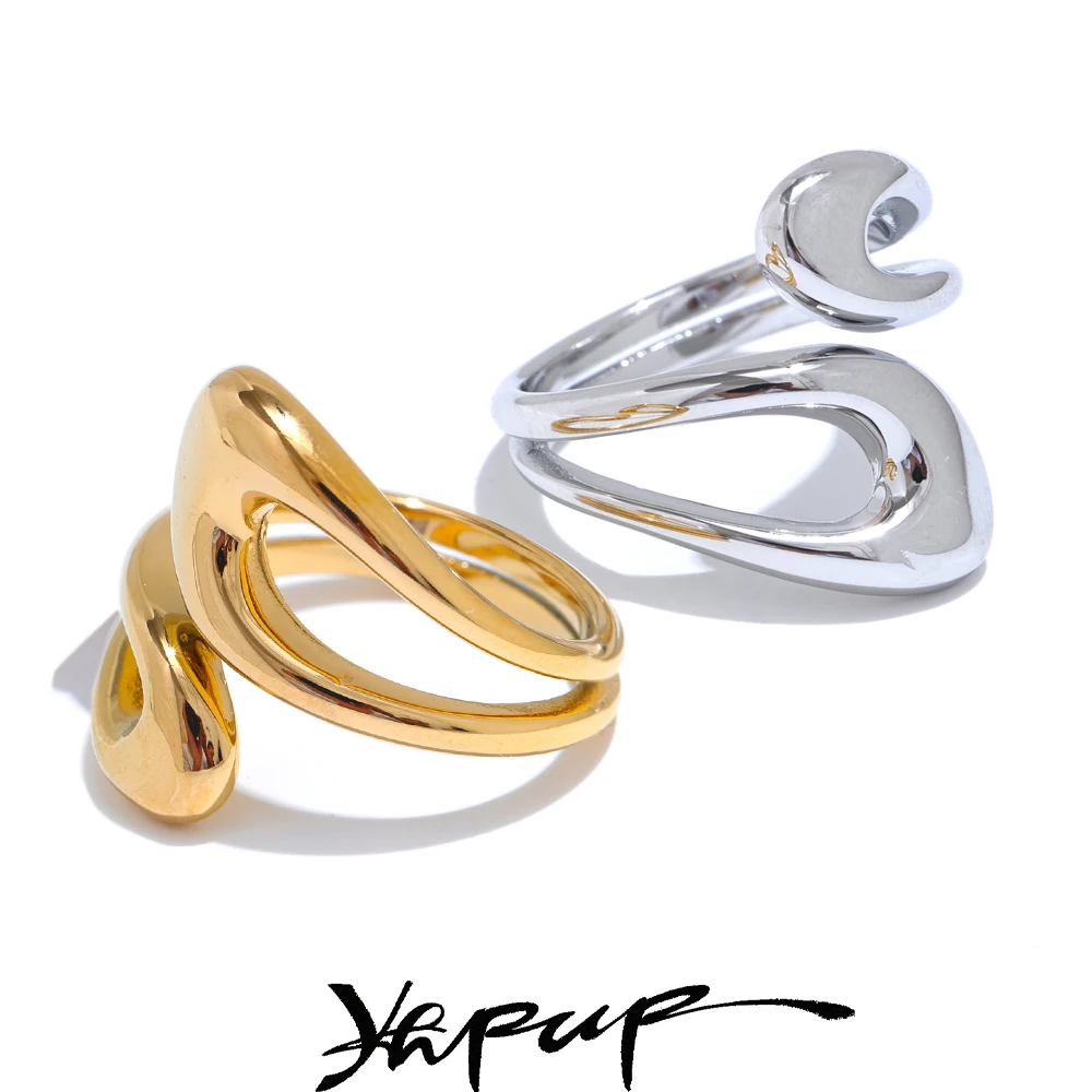 Yhpup Adjustable Ring Gold & Platinum Plated Metal Jewelry