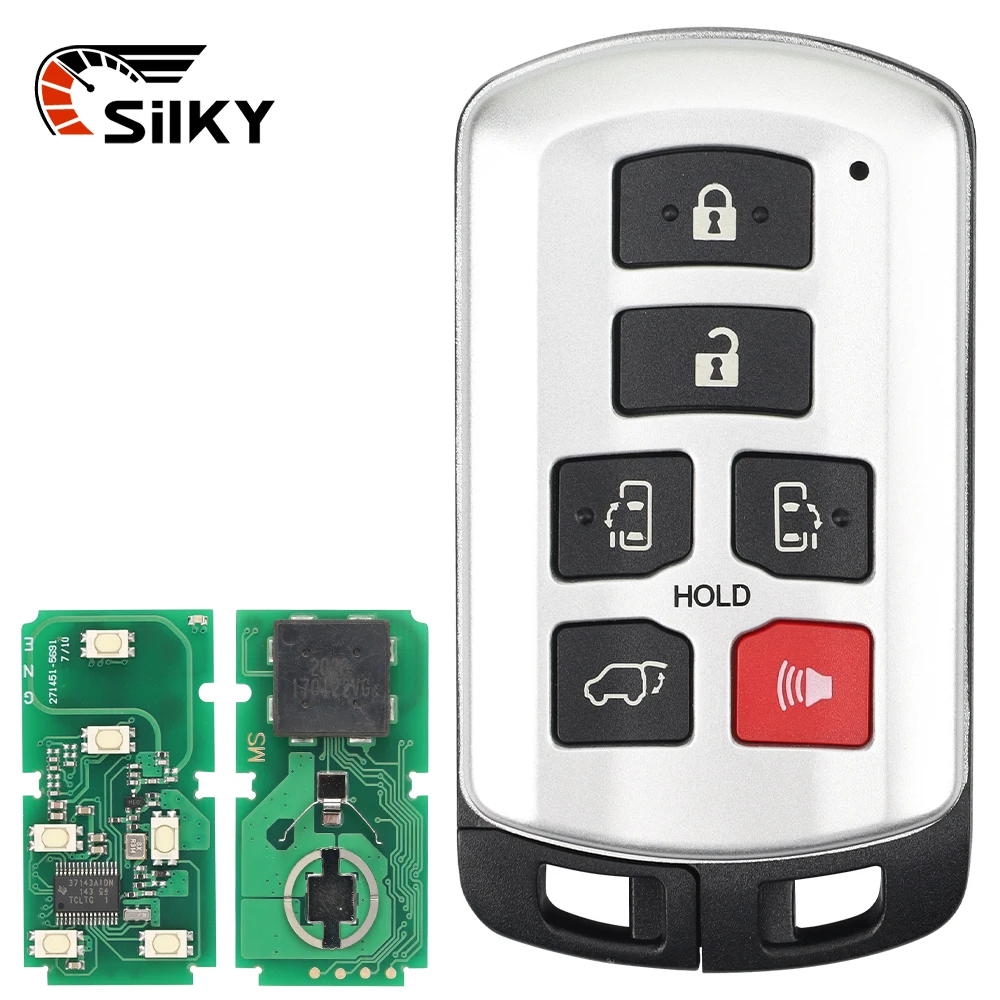 SilKY 6 Button Smart Remote Car Key Fob For Toyota Sienna Van Key HYQ14ADR 2011- 314.3MHZ ID4D-74 Keyless Entry Remote Fob