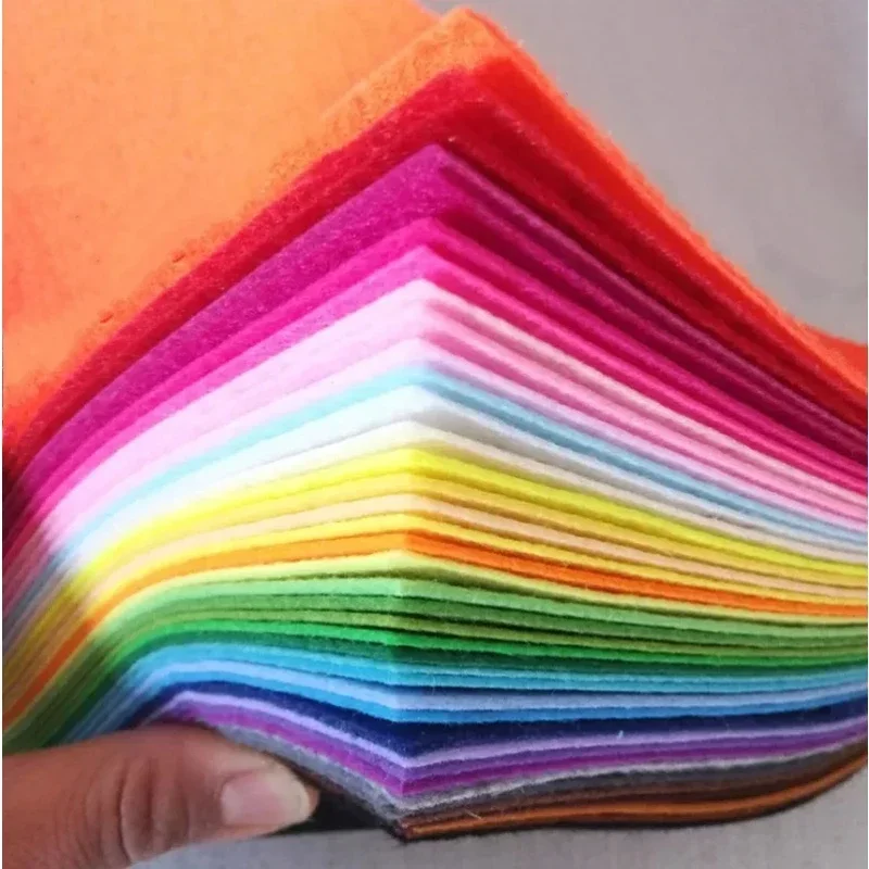 40Pcs 10cm*10cm Handmade DIY K indergarten Handmade Fabric Paper-Cut Cloth Weaving Colored Felt Cloth