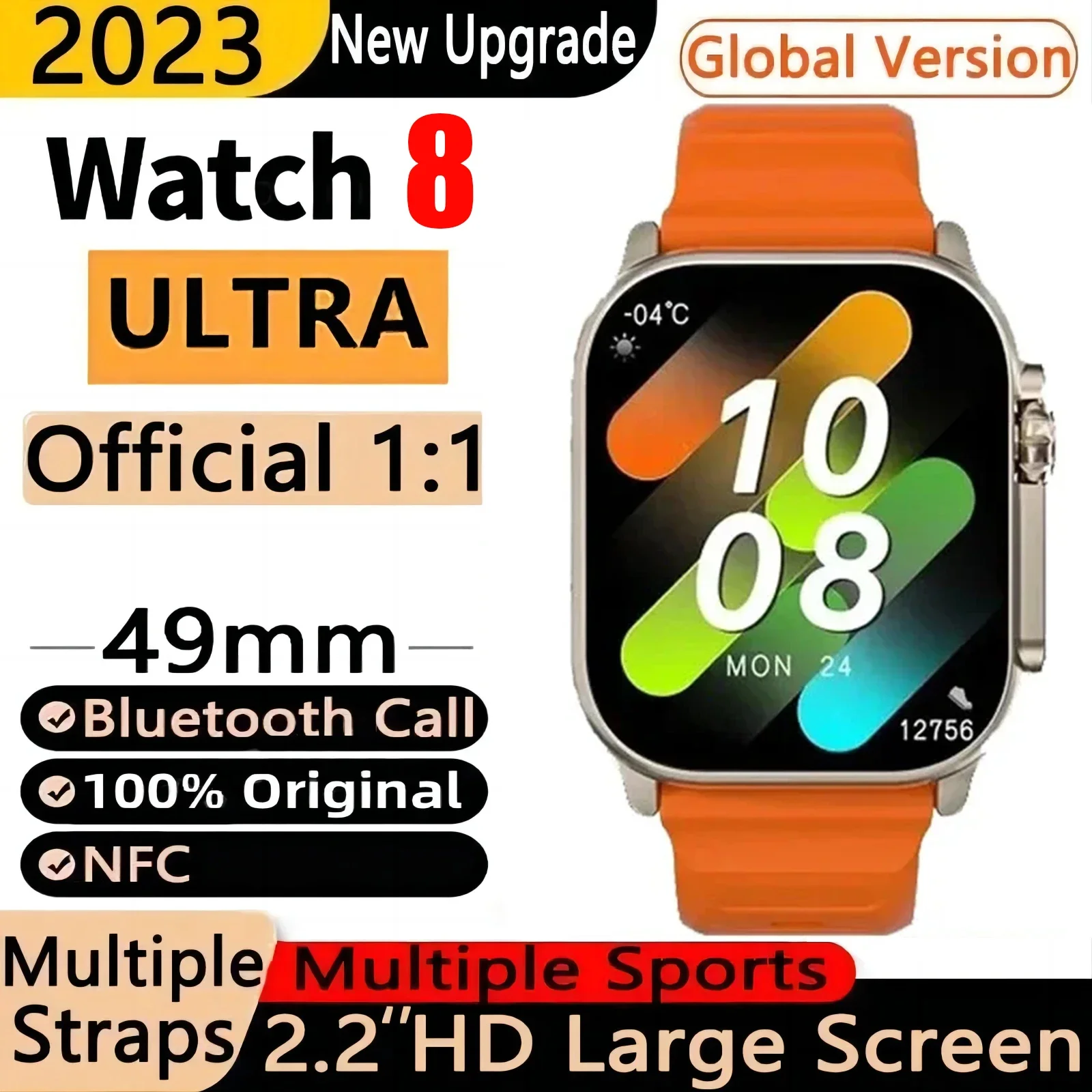 

Смарт-часы 8 Ultra для Apple Watch Ultra IWO Ultra NFC, Смарт-часы серии 8 с Bluetooth, 2,2 дюйма, беспроводные фитнес-часы