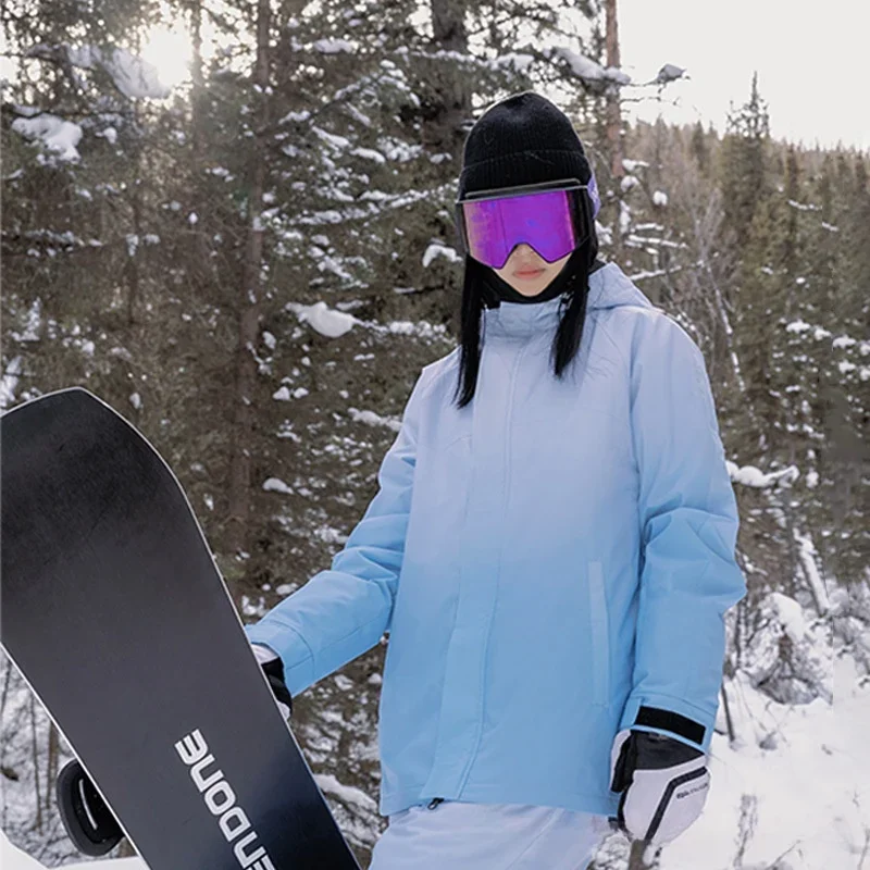 Winter Loose Windproof Ski Jackets New Women Men Top Skiing Snowboarding Overcoats Gradient Outdoor Waterproof Snow Clothes