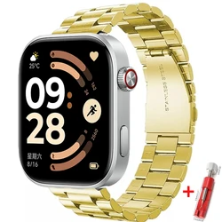Luxurious Stainless Steel Butterfly Clasp Watch Bracelet Strap - Redmi watch 6 (Gold)