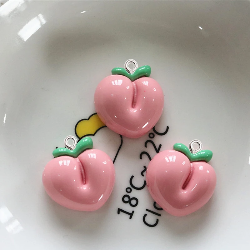 10Pcs Glossy Fruit Strawberry Cherry Resin Charms Kawaii Jewelry Flatback Decor Pendant DIY Bracelet Key Chain Craft Accessories