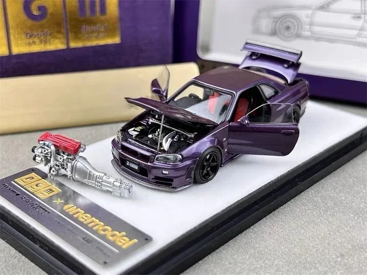 1:64 Nissan GTR R34 Z-Tune Midnight Purple Alloy full open die