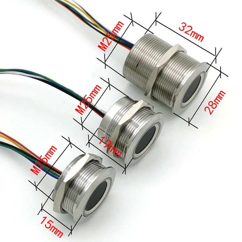 DC3.3V MX1.0-6-контактный емкостный модуль отпечатков пальцев R503 круглый кольцевой индикатор RGB фотоэлементов сенсорный сканер 15/19 мм