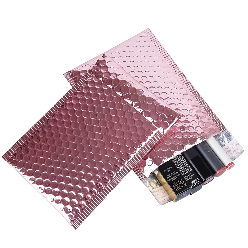 10Pcs/8sizes Rose Gold Metallic Bubble Mailers Foil Padded Bags Aluminized Postal Bags Gift Packaging Padded Shipping Envelopes