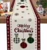 Merry Christmas Tree Ball Linen Table Runners Holiday Party Decor Reusable Dining Wedding Navidad Decorations 2