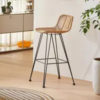 MOMO Scandinavian Rattan High Chair Outdoor Rattan Bar Stool Front Desk Chair Rattan High Chair Leisure Balcony Chair Bar Stools 2