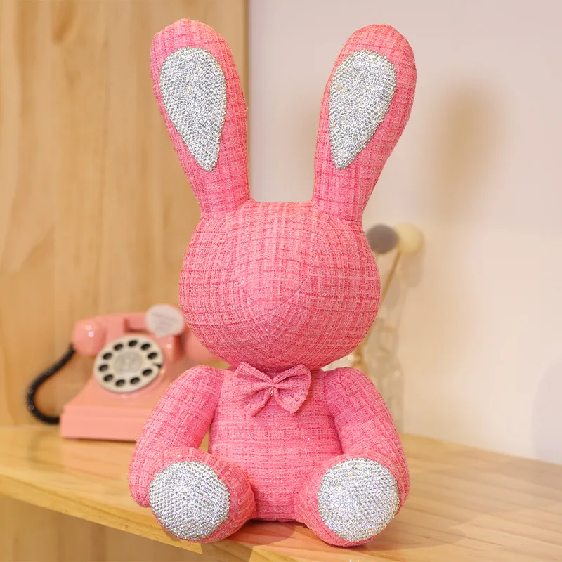 LV DIOR MCM LOGO New Cute Diamond Inlaid Rabbit Plush Toys 38cm Bunny DIY  Doll Ornament Creative Gifts Accompany Xmas Birthday Toys CLEARANCE ‼️